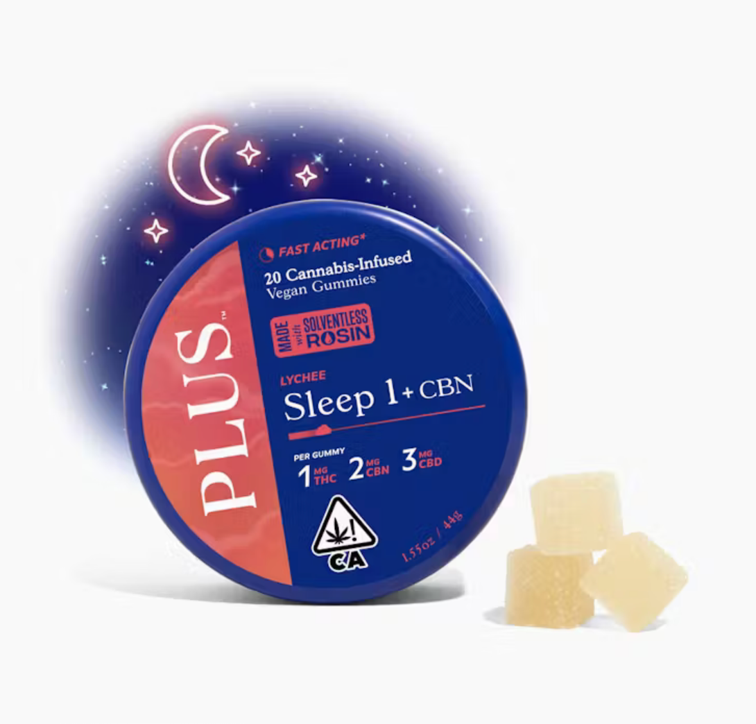 PLUS Products - Solventless Rosin Gummies - Sleep - Lychee 3:2:1 120mg